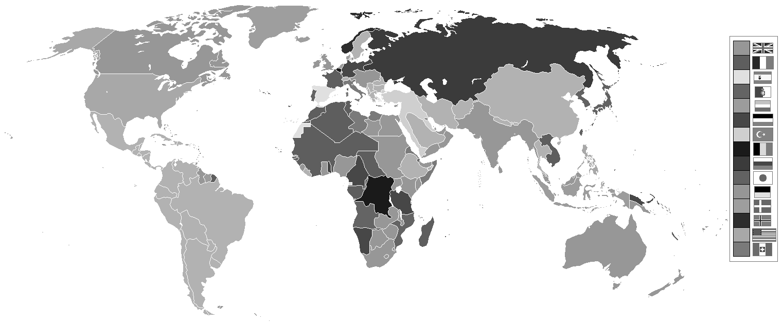 World map that shows the reaches of colonization.
